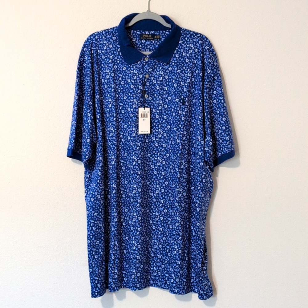 POLO Ralph Lauren Blue/White Men's Short Sleeve T-shirt.